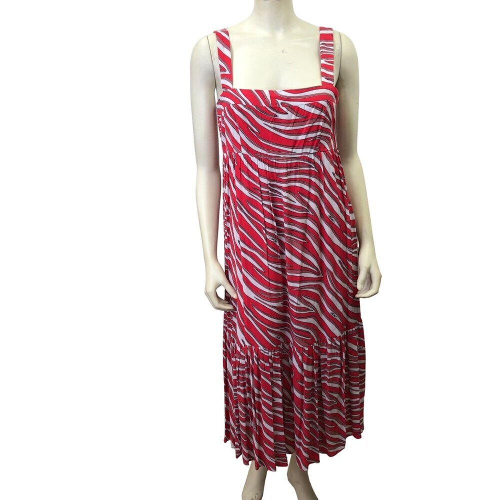 MICHAEL KORS $175 Zebra Square Neck Sleeveless Midi Dress LG‎ NWT